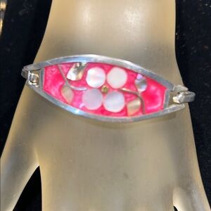 MEXICANA Pink and Silver Floral Bracelet